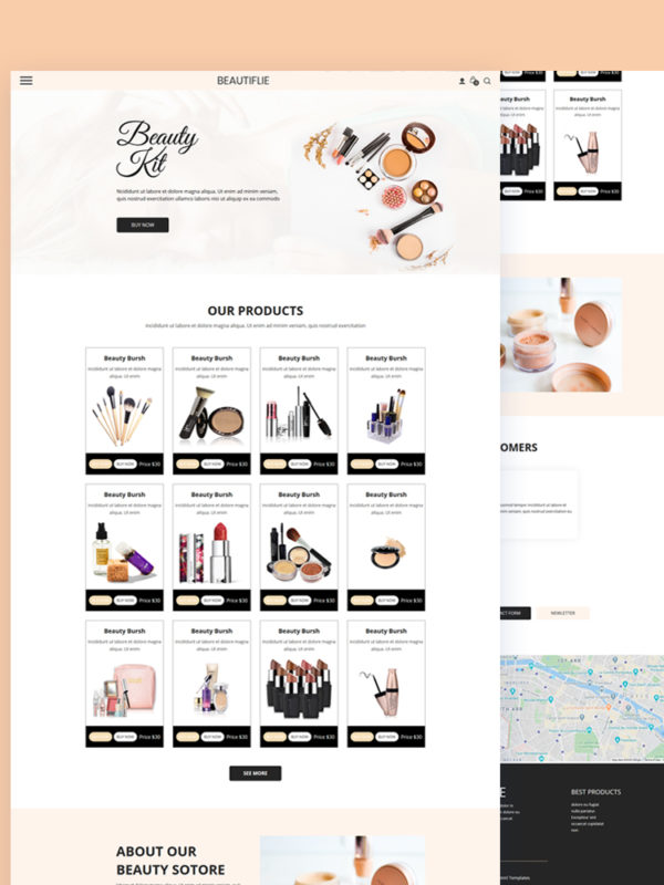 Beautiflie - Beauty Kit PSD Template 5 beautiflie