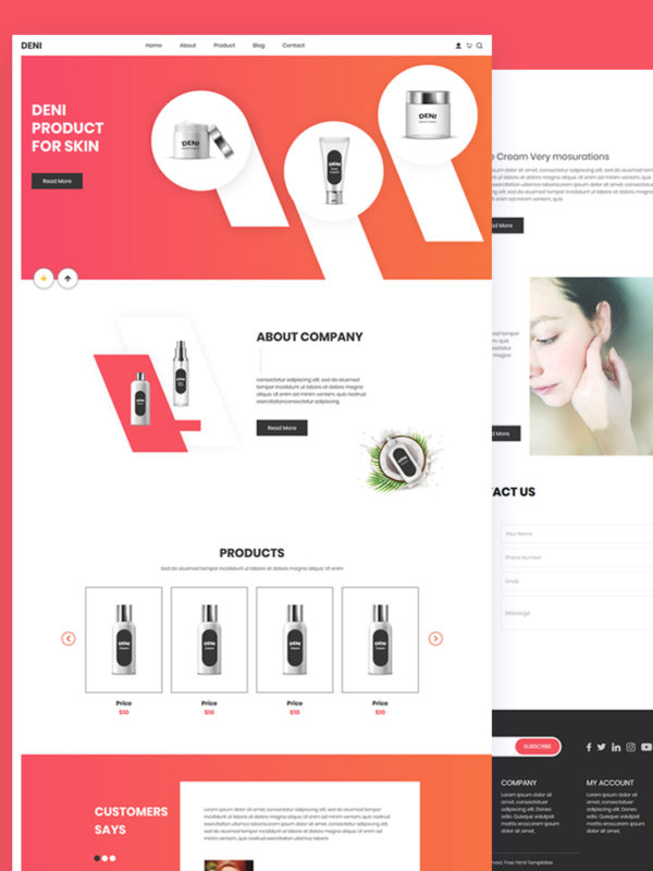 Deni - Skin Product PSD Template Free 6 Deni – Skin Product PSD Template Free Download
