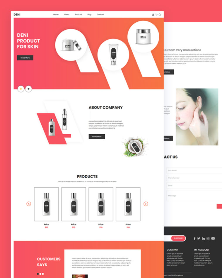 Deni – Skin Product PSD Template Free Download