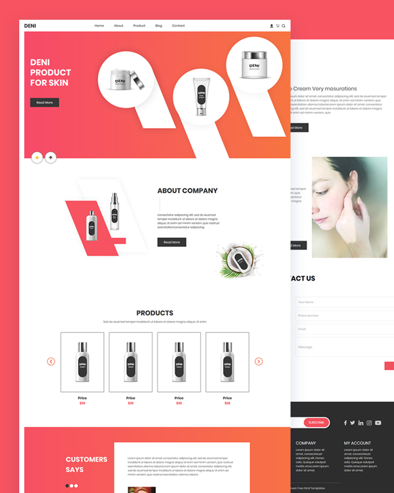 Deni - Skin Product HTML Template