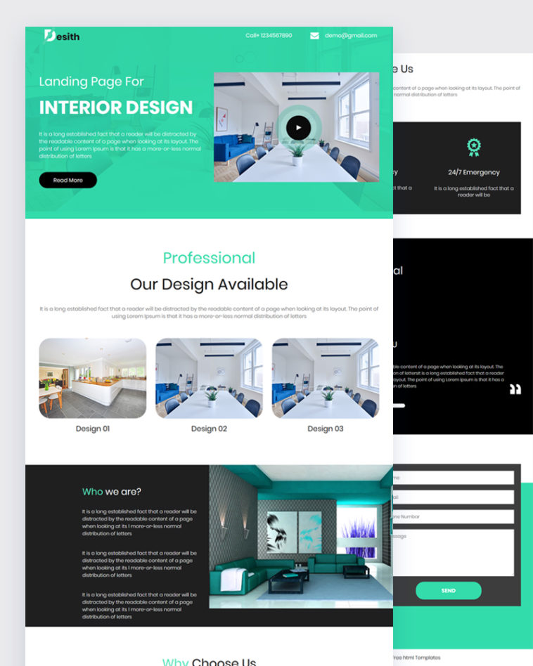 One page Interior Website Template