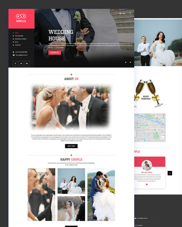 Donila – Wedding Website HTML Template Free
