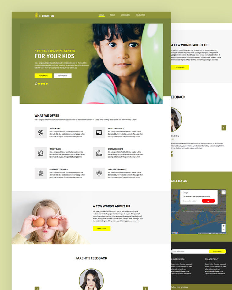 Learning center PSD Template Free
