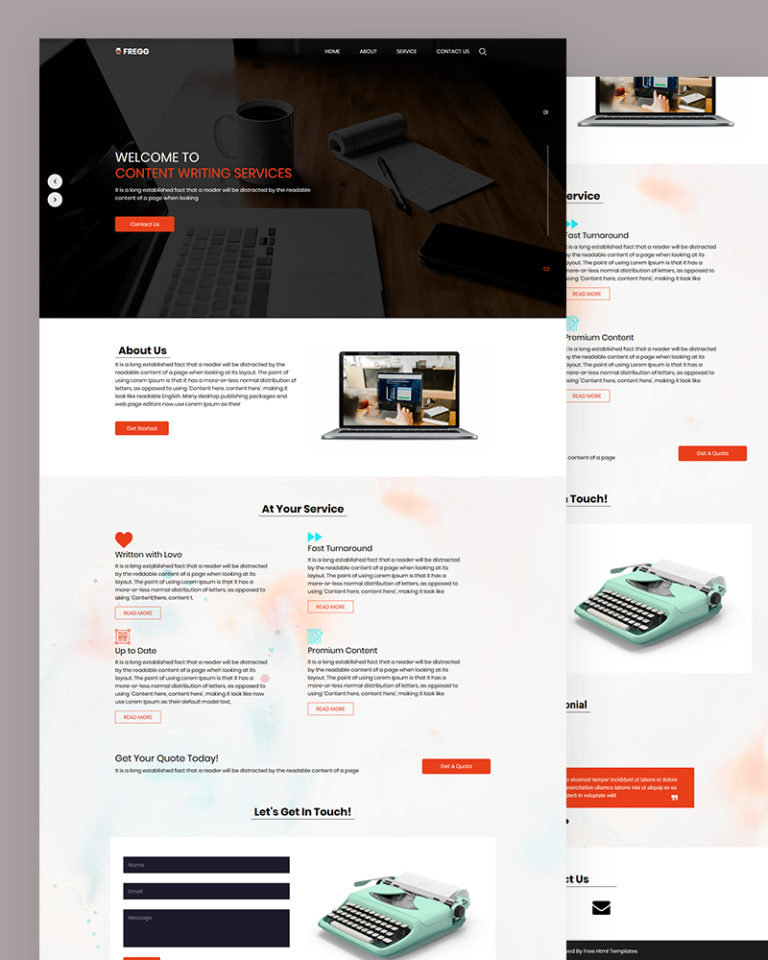 content writing website templates free download