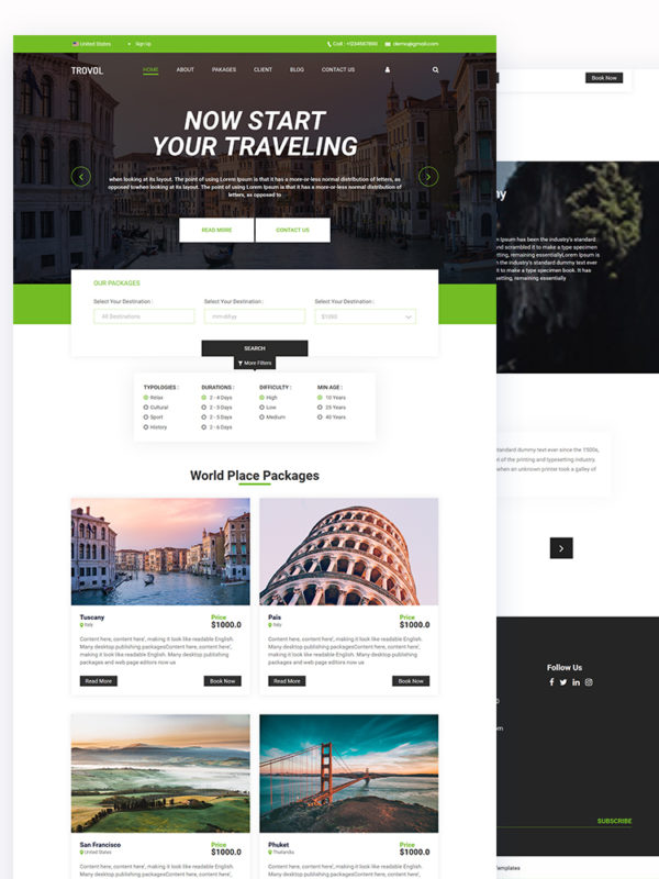Traveling HTML Template Download