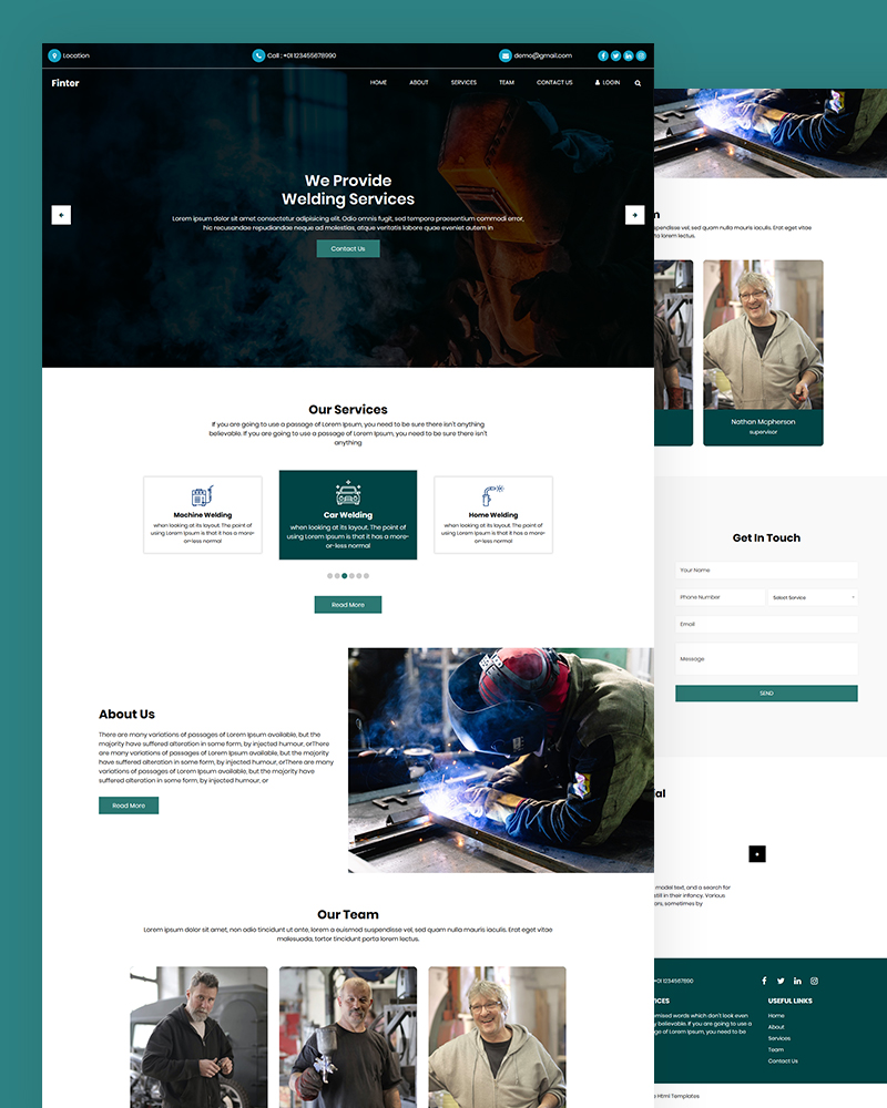 Finter – Free Welding Service Website Template