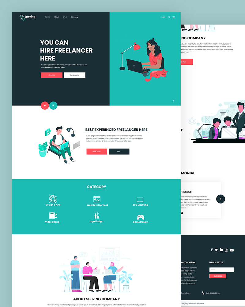 Spering – Free Hire Freelancer Website Template Free Download