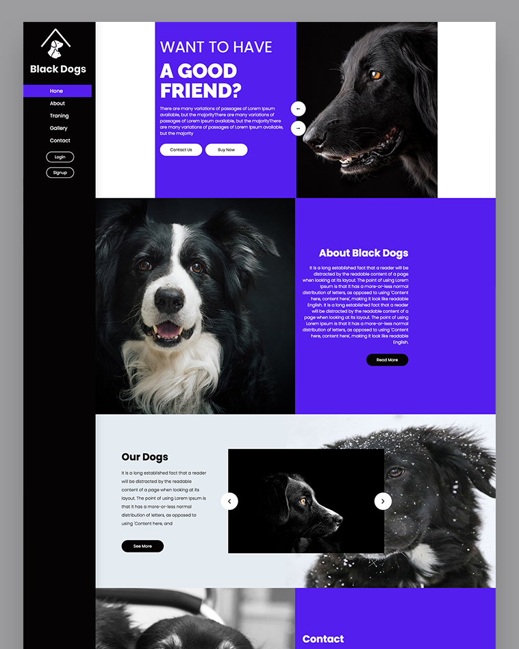 Black Dogs – Pets Website Template Free Download