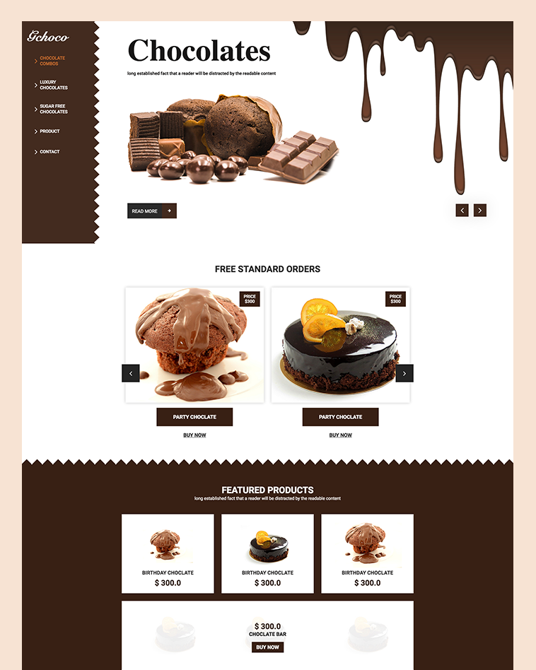 Gchoco – Chocolates Website Template Free Download