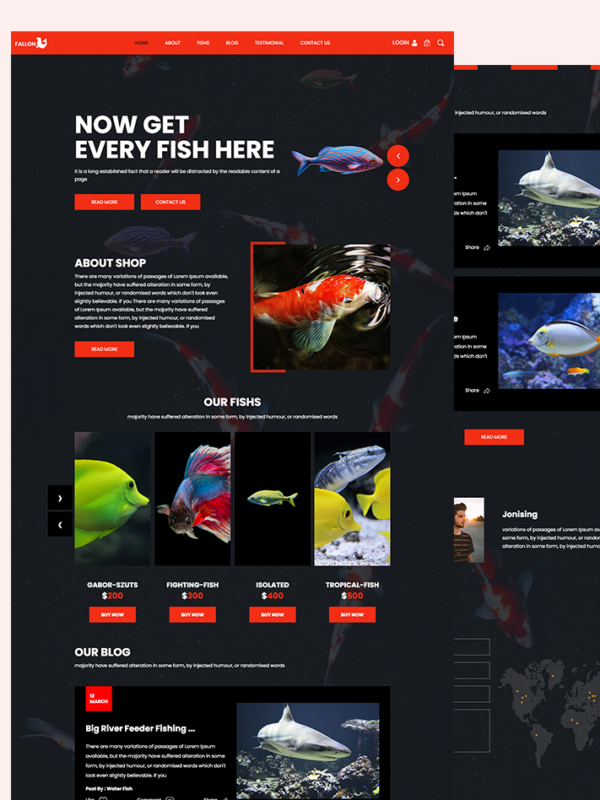 Aquarium Shop Website Template Free