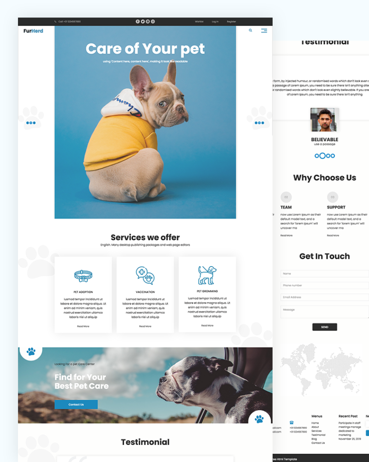 Pet Care Website Template Free Download